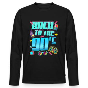 90s Outfit 80s Party 90's Theme - Men's Premium Organic Long Sleeve Shirt - black - Front - Nico (187cm)