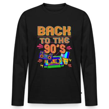Back to the 90s retro 90s outfit 90s - Men's Premium Organic Long Sleeve Shirt - black - Front - Nico (187cm)