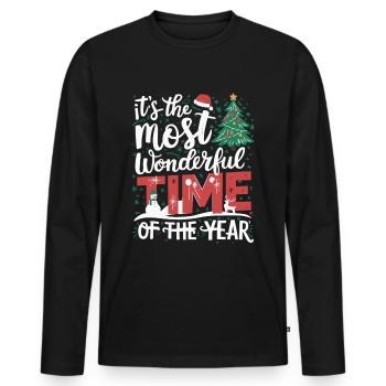 Schönste Zeit Des Jahres Weihnachten Heiligabend - Männer Premium Bio Langarmshirt - Schwarz - Vorne - Nico (187cm)
