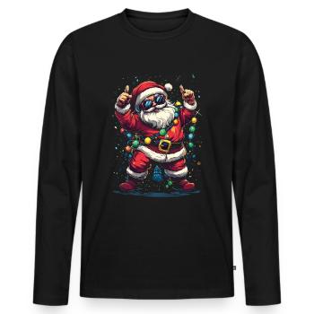 Noël vintage Père Noël Noël Noël Vibes - T-shirt manches longues Premium bio Homme - noir - Devant - Nico (187cm)