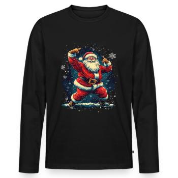X-Mas Vibes Vintage Christmas Santa Claus - Men's Premium Organic Long Sleeve Shirt - black - Front - Nico (187cm)