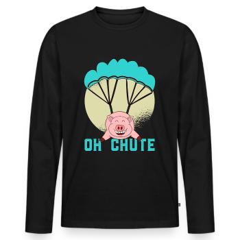 Parachutisme en parachute Flying Piggy - T-shirt manches longues Premium bio Homme - noir - Devant - Nico (187cm)