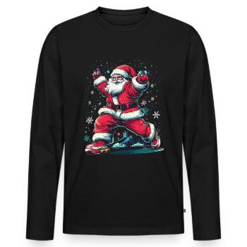 Vintage Christmas Santa Claus X-Mas Vibes - Men's Premium Organic Long Sleeve Shirt - black - Front - Nico (187cm)
