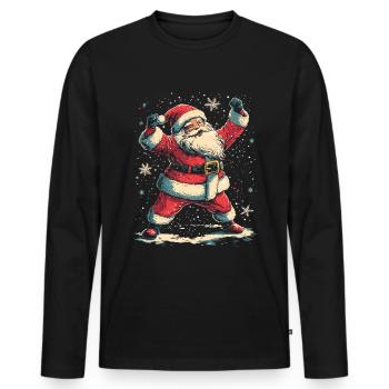 Vintage Weihnachtsmann Weihnachten X-Mas Vibes - Männer Premium Bio Langarmshirt - Schwarz - Vorne - Nico (187cm)