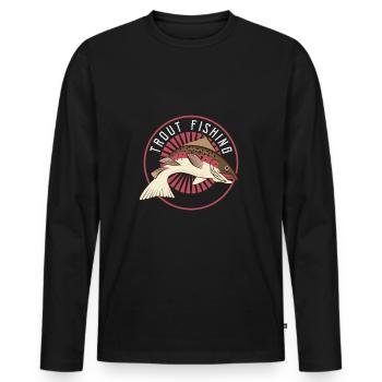 Trout Angler Fishing Fisherman Fishing - Men's Premium Organic Long Sleeve Shirt - black - Front - Nico (187cm)