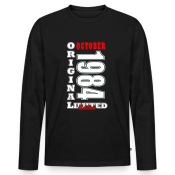 October 1984 Anniversary Gift. October 1984. - Men's Premium Organic Long Sleeve Shirt - black - Front - Nico (187cm)