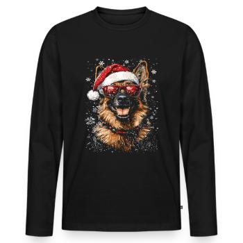 German Shepherd Christmas - Men's Premium Organic Long Sleeve Shirt - black - Front - Nico (187cm)