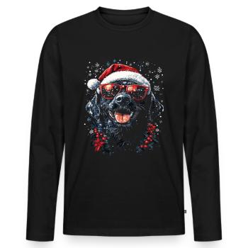 Labrador Noir Noël - T-shirt manches longues Premium bio Homme - noir - Devant - Nico (187cm)
