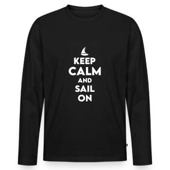 Dicton de voile - T-shirt manches longues Premium bio Homme - noir - Devant - Nico (187cm)