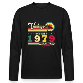 Octobre 1979 Anniversaire en octobre - Octobre 1979 - T-shirt manches longues Premium bio Homme - noir - Devant - Nico (187cm)