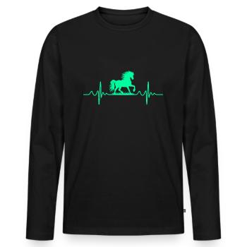 Riding Horses Equestrian Heartbeat Rider - Men's Premium Organic Long Sleeve Shirt - black - Front - Nico (187cm)