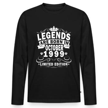 1999 October 1999 Jubilee October 1999 - Men's Premium Organic Long Sleeve Shirt - black - Front - Nico (187cm)