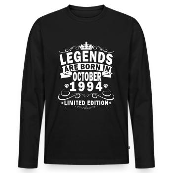 October 1994 Birthday Gift 1994 October - Men's Premium Organic Long Sleeve Shirt - black - Front - Nico (187cm)