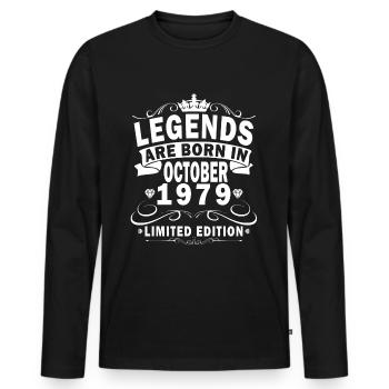 1979 Rétro 1979 Octobre Anniversaire Octobre 1979 - T-shirt manches longues Premium bio Homme - noir - Devant - Nico (187cm)