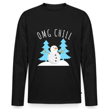 Noël Hiver Bonhomme de neige Neige - T-shirt manches longues Premium bio Homme - noir - Devant - Nico (187cm)