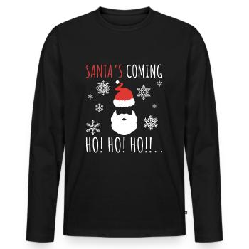 Dicton de Noël du Père Noë - T-shirt manches longues Premium bio Homme - noir - Devant - Nico (187cm)