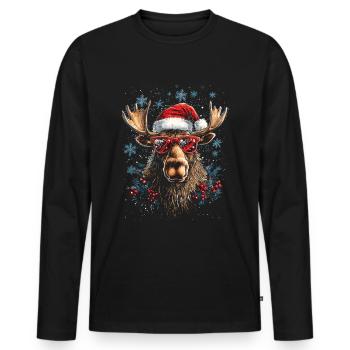 Motif de Noël Cool Moose Noël - T-shirt manches longues Premium bio Homme - noir - Devant - Nico (187cm)