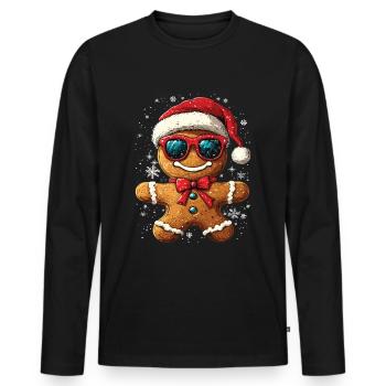 Weihnachten Lebkuchenmann Gingerbread Man - Männer Premium Bio Langarmshirt - Schwarz - Vorne - Nico (187cm)