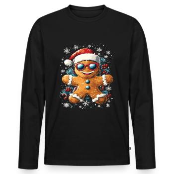 Weihnachten Lebkuchenmann Gingerbread Man - Männer Premium Bio Langarmshirt - Schwarz - Vorne - Nico (187cm)