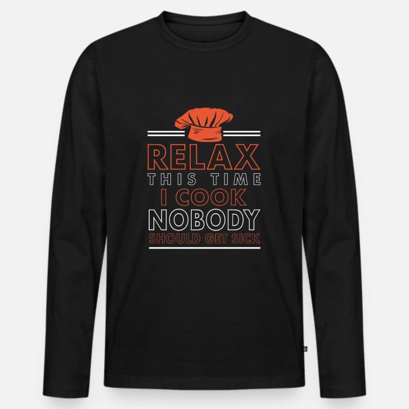 Lustiger Koch Spruch - Männer Premium Bio Langarmshirt - Schwarz