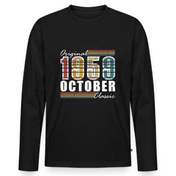 Oktober 1959 Geburtstag October 1959 Birthday Gift - Männer Premium Bio Langarmshirt - Schwarz - Vorne - Nico (187cm)