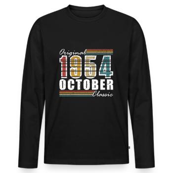 Octobre 1954 Anniversaire en octobre - Octobre 1954 - T-shirt manches longues Premium bio Homme - noir - Devant - Nico (187cm)