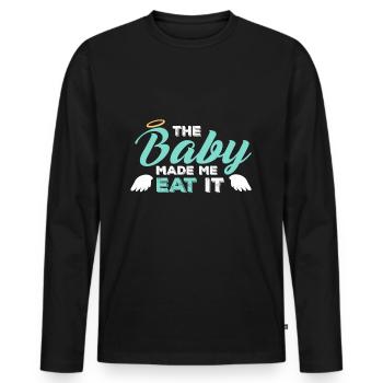 Grossesse Bébé enceinte Cadeau de naissance - T-shirt manches longues Premium bio Homme - noir - Devant - Nico (187cm)