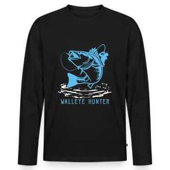 Prédateur Pêcheur Cadeau Sandre Sandre Poisson - T-shirt manches longues Premium bio Homme - noir - Devant - Nico (187cm)
