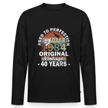 Born October 1984 - Birthday October 1984 - Men's Premium Organic Long Sleeve Shirt - black - Front - Nico (187cm)