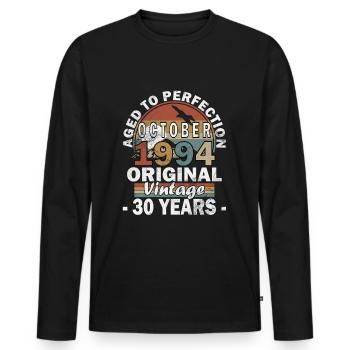 1994 October 1994 birthday October 1994 - Men's Premium Organic Long Sleeve Shirt - black - Front - Nico (187cm)
