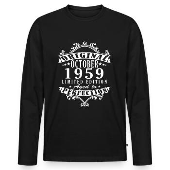 Oktober 1959 Geburtstag October 1959 Birthday Gift - Männer Premium Bio Langarmshirt - Schwarz - Vorne - Nico (187cm)