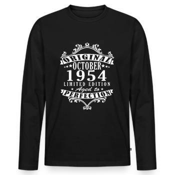 Octobre 1954 Geburtstag Octobre 1954 Cadeau d’anniversaire - T-shirt manches longues Premium bio Homme - noir - Devant - Nico (187cm)