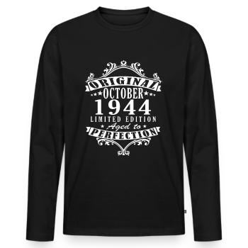 Oktober 1944 Geburtstag October 1944 Birthday Gift - Men's Premium Organic Long Sleeve Shirt - black - Front - Nico (187cm)