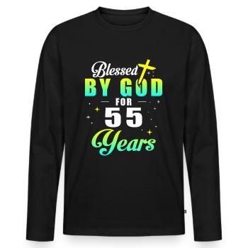 55. Geburtstag Gott 55 Jahren - Männer Premium Bio Langarmshirt - Schwarz - Vorne - Nico (187cm)