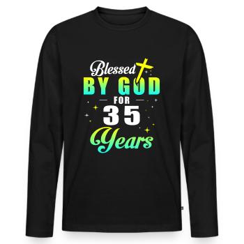 35th birthday god 35 years - Men's Premium Organic Long Sleeve Shirt - black - Front - Nico (187cm)