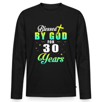 30 ANS - 30e anniversaire - T-shirt manches longues Premium bio Homme - noir - Devant - Nico (187cm)