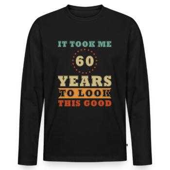 60. Geburtstag Geschenk Retro Sixty 60 Jahre Looks - Männer Premium Bio Langarmshirt - Schwarz - Vorne - Nico (187cm)