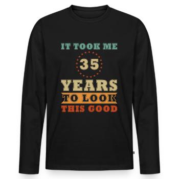35 ans - avoir fière allure 35e anniversaire Cadeau Années - T-shirt manches longues Premium bio Homme - noir - Devant - Nico (187cm)