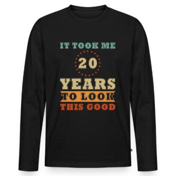 20 ans - bien paraître 20e anniversaire Cadeau Années - T-shirt manches longues Premium bio Homme - noir - Devant - Nico (187cm)