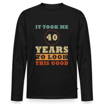 40 ans - bien paraître 40e anniversaire Cadeau Années - T-shirt manches longues Premium bio Homme - noir - Devant - Nico (187cm)