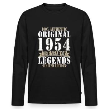 Légendes 1954 Né Cadeau Millésime 1954 - T-shirt manches longues Premium bio Homme - noir - Devant - Nico (187cm)