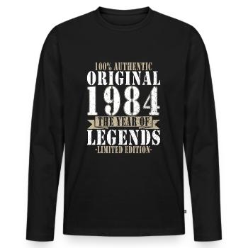 Legende 1984 Geburtstag legendär seit 1984 - Männer Premium Bio Langarmshirt - Schwarz - Vorne - Nico (187cm)