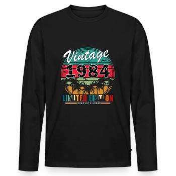 Original Vintage 1984 limitierte Auflage 1984 - Männer Premium Bio Langarmshirt - Schwarz - Vorne - Nico (187cm)