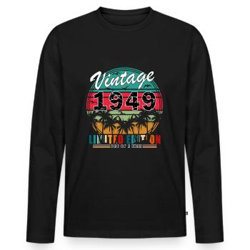 Vintage 1949 Geburtstag 1949 - Retro 1949 - Männer Premium Bio Langarmshirt - Schwarz - Vorne - Nico (187cm)