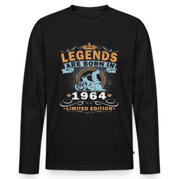 Motorcycle Vintage Retro Men's T-Shirt 1964 - Men's Premium Organic Long Sleeve Shirt - black - Front - Nico (187cm)
