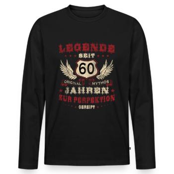 60 Birthday Legend Birthday Saying 60 Years - Men's Premium Organic Long Sleeve Shirt - black - Front - Nico (187cm)