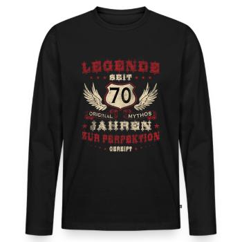 70th Birthday Legendary for 70 Years Legend 70 - Men's Premium Organic Long Sleeve Shirt - black - Front - Nico (187cm)