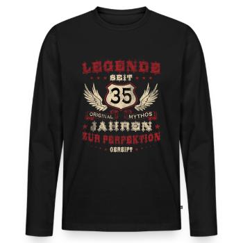 Legende 35 Jahre 35. Geburtstag Männer Frauen - Männer Premium Bio Langarmshirt - Schwarz - Vorne - Nico (187cm)