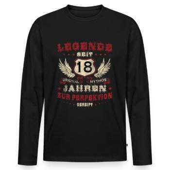 18 Anniversaire 18 Ans Homme 18 Ans Légende 18 - T-shirt manches longues Premium bio Homme - noir - Devant - Nico (187cm)