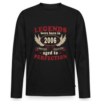 Légende 2006 Anniversaire Année de naissance 2006 Hommes - T-shirt manches longues Premium bio Homme - noir - Devant - Nico (187cm)